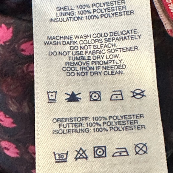 Lands' End Black Quilted Jacket with Brown Trim - Picture 6 of 7